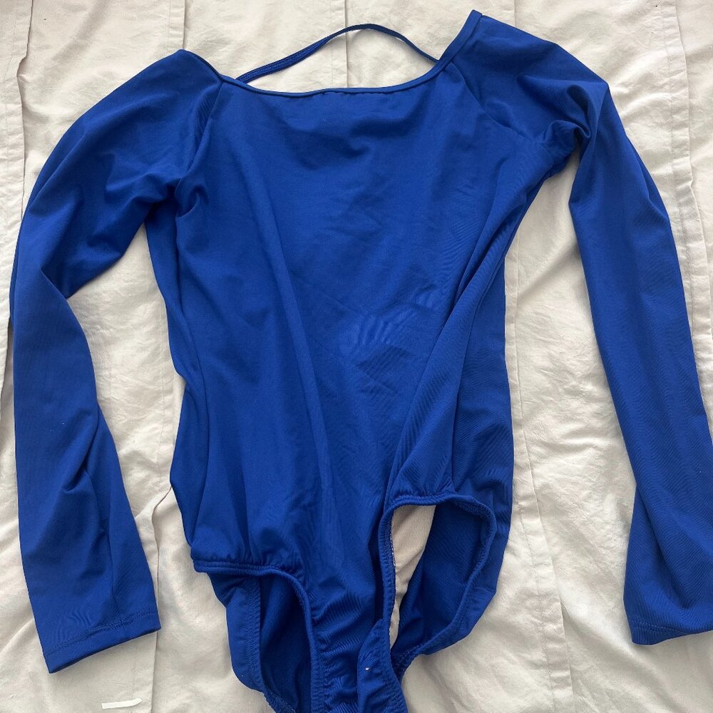 Natalie Long-Sleeved Bright Blue Leotard - Size Large